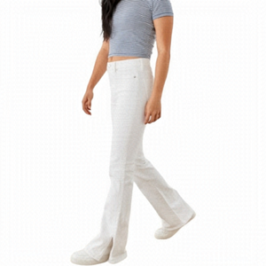 AMERICAN EAGLE White Super Hi-Rise Flare Split Hem Jeans US Sz 2 Regular
